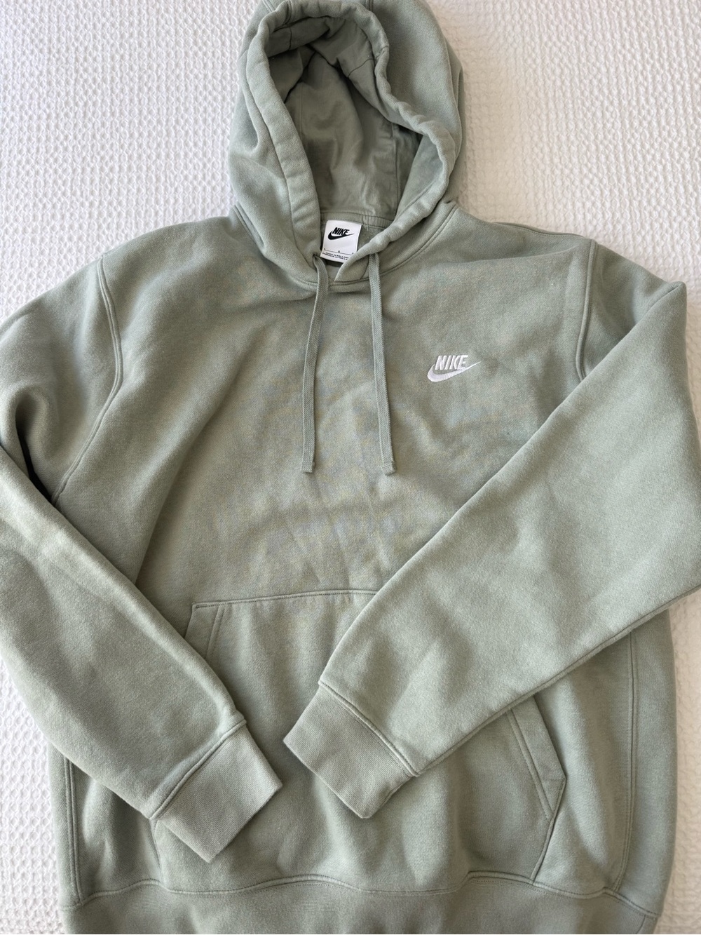Nike Men's Sage Green Hoodie with White Swoosh